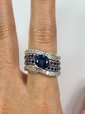 Dazzling 2 CT Round Clear CZ Blue Lab Created Sapphire 925 Silver Ring Size 7