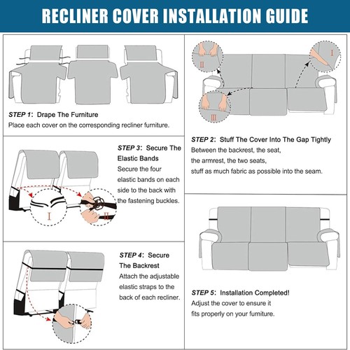 Waterproof non-slip sofa cover recliner 3 seats, furniture protection decoration - Picture 79 of 94