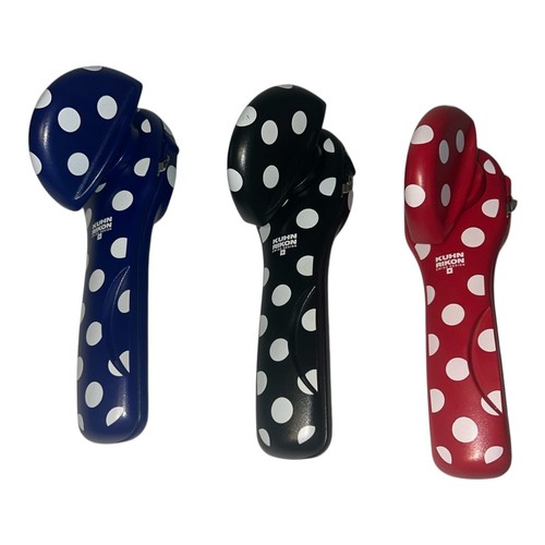 Kuhn Rikon Swiss Design Can Opener Lot Of 3 Black Blue Red White Polka Dots 7”