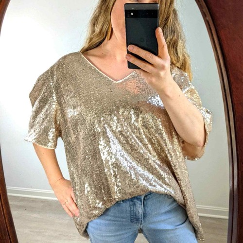 lane bryant gold sequin top