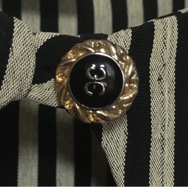 Vestido Sheri Martin New York Vintage Talla L Negro Gris Rayas Midi Ver Información Foto 4 de 4