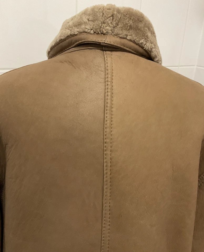 ABRIGO VINTAGE PIEL DE OVEJA CAMEL PARA HOMBRE TALLA XL 54 CON CUELLO DE PIEL Y PUÑOS...IMPRESIONANTE Foto 2 de 4