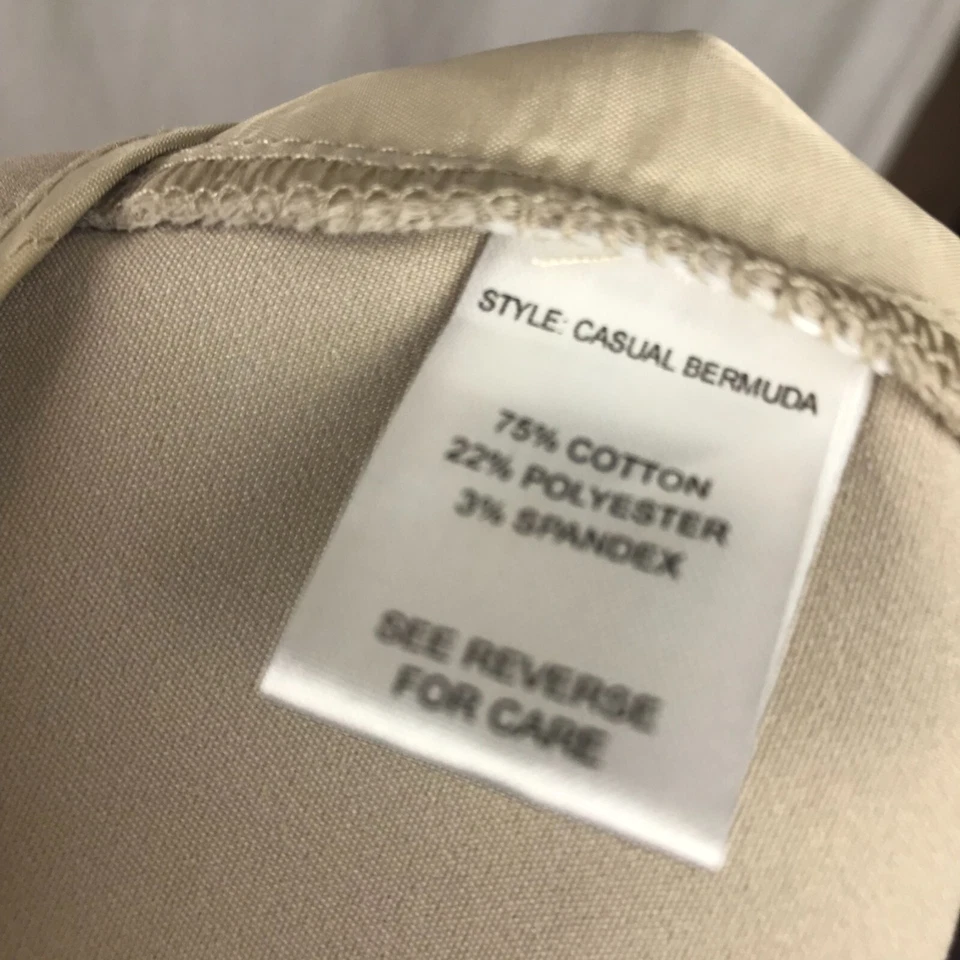 Pantalones Cortos Chinos Caqui Frente Plano Medida y Hecho Para Mujer Ajuste 3 Mezcla de Algodón Talla 16 Foto 4 de 4