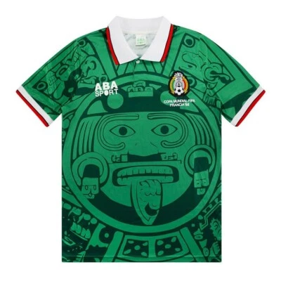 ABA SPORT Mexico Verde Size L Francia 98 El Tri Selección Mexicana Retro Slim Fit