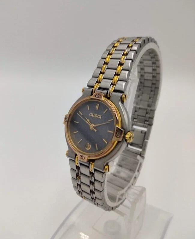 Montre femme Gucci 9000L DATE noir gris or (excellent)