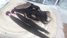 BRAZILIAN HUMAN HAIR STRAIGHT NATURAL COLOUR 1B 20 22 20INCH FRONTAL 13X4 290g