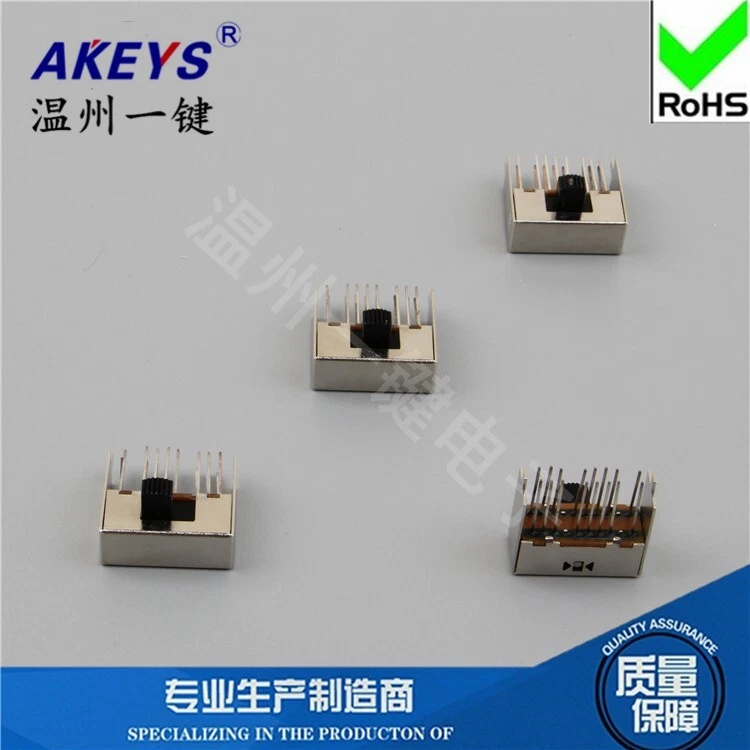 10) Interruptor deslizante horizontal SK-43D04 2P3T altura de mango 7 mm 16 pines 2 clavijas fijas Foto 2 de 3