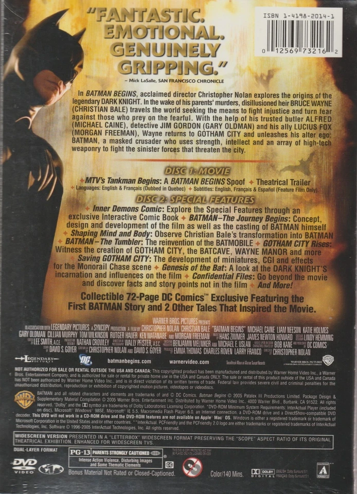 Batman begins - 2 Disc Deluxe Edition - New Sealed in Plastic - Image 2 of 2