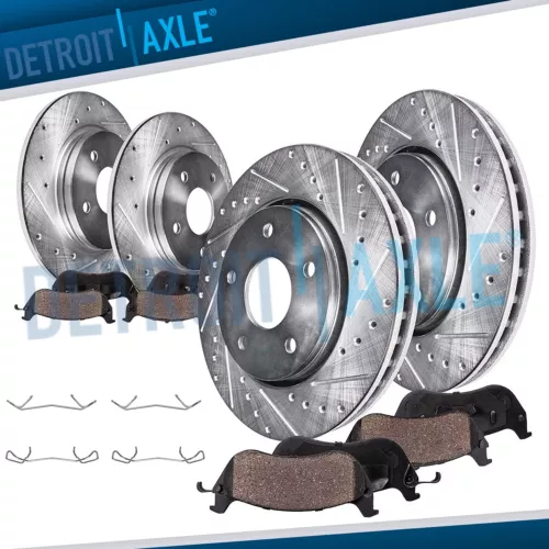 8pc Front Rear Drilled and Slotted Brake Rotors Brake Pads Kit for Volvo S40 C70