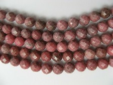 Lotto N°5 Fili di Rodonite 10mm. Sfaccettata Naturale , Lungo cm.40 cadauno