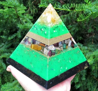 XL Orgone Pyramid Feng Shui Lucky Success Prosperity in Business Reiki, Crystals