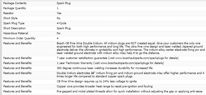 8 X Spark Plugs Bosch Double Iridium For 2003-2005 FORD E-350 CLUB WAGON V8-5.4L - Image 4 of 4