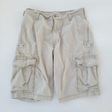 Levis Workwear Mens Sz 32 Tan Cargo Shorts DISTRESSED 12" Inseam TAGGED 30 