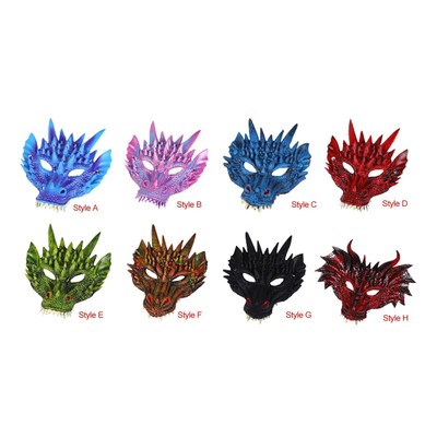 3D Dragon Mask Cosplay Face Cover Fantasy Halloween Costume Accessories Full