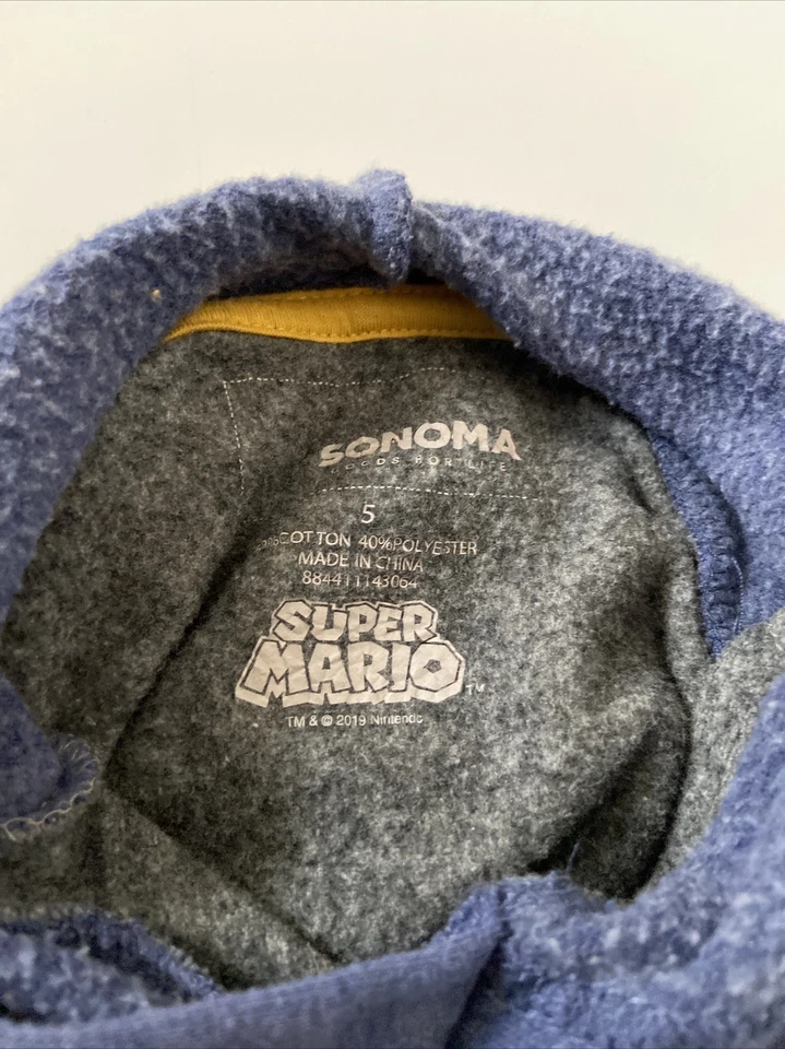 Sonoma Boys Super Mario Blue Yellow Hoodie Size 5*** - Image 3 of 4