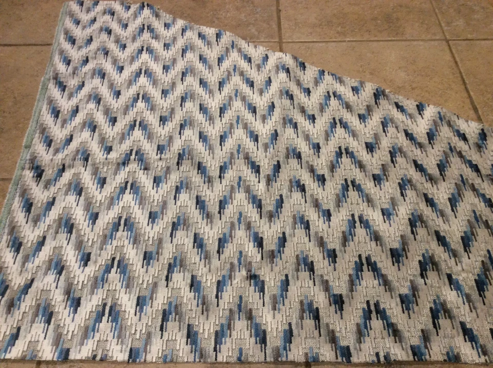 Kravet Lee Jofa Fabric Carnival Chevron Indigo Cut Velvet Triangle Shape Less YD - Image 2 of 4