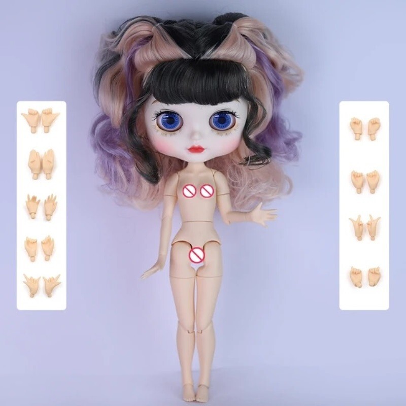 Upgraded Blythe Doll with Matte Bun Face Nude Jointed Body and Beauty Hair BJD Toy Gift