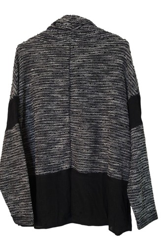 NEW Umgee Cowlneck Cotton Blend Top Sweater MEDIUM Textured Oversize Black White - Picture 4 of 6