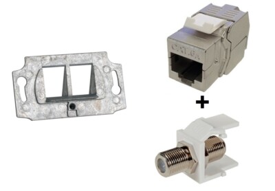 Netzwerk Dose Kombi Cat6a LAN 500 MHz 10 GB + SAT Antenne F Keystone Modul TAE