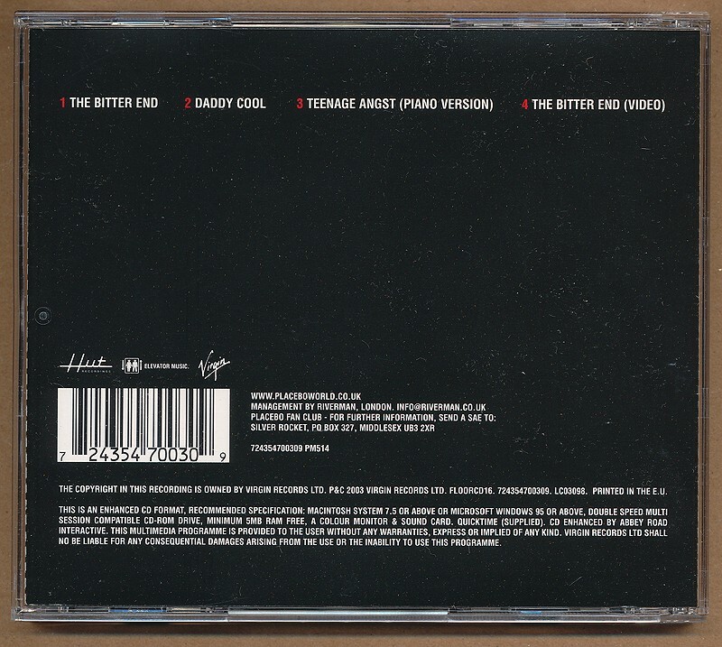 Placebo - The Bitter End RARE import enhanced CD single w/ b-sides