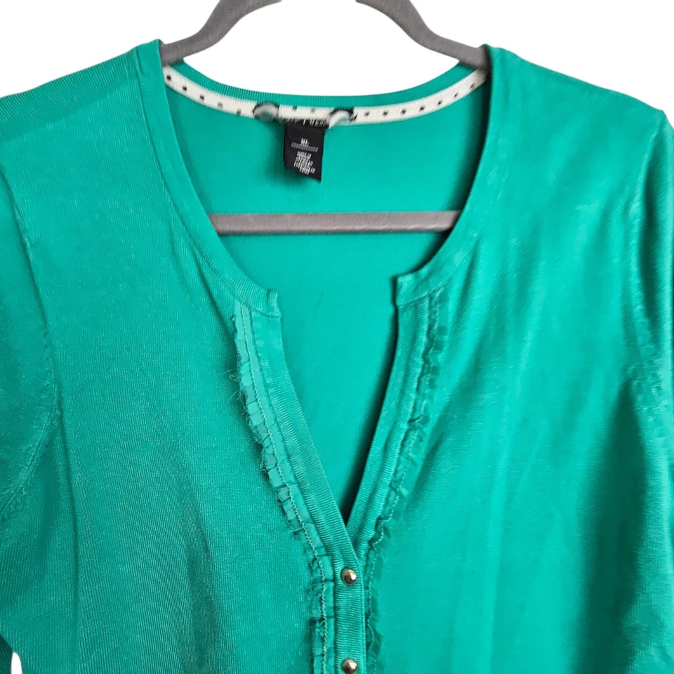 White House Black Market Sweater Knit Cardigan Women XL Green Knit Sweater Women - Image 2 of 4