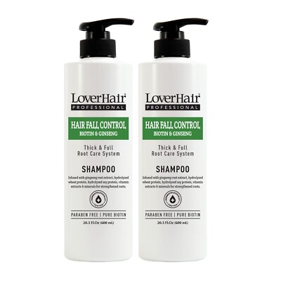 2-PACK LoverHair Professional Hair Fall Control Shampoo 2x20.03 fl oz (2x600ml)