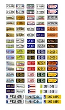 1/25 scale model car assorted USA Puerto Rico license plates tags