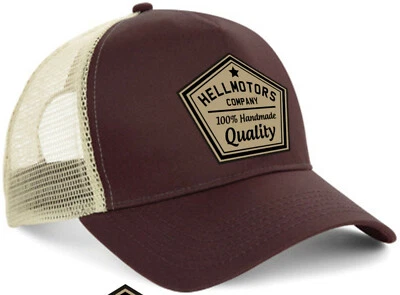 Hellmotors Quality Trucker Cap Hotrod US Car V8 Oldschool Kappe Biker Mütze choc - Bild 1 von 4