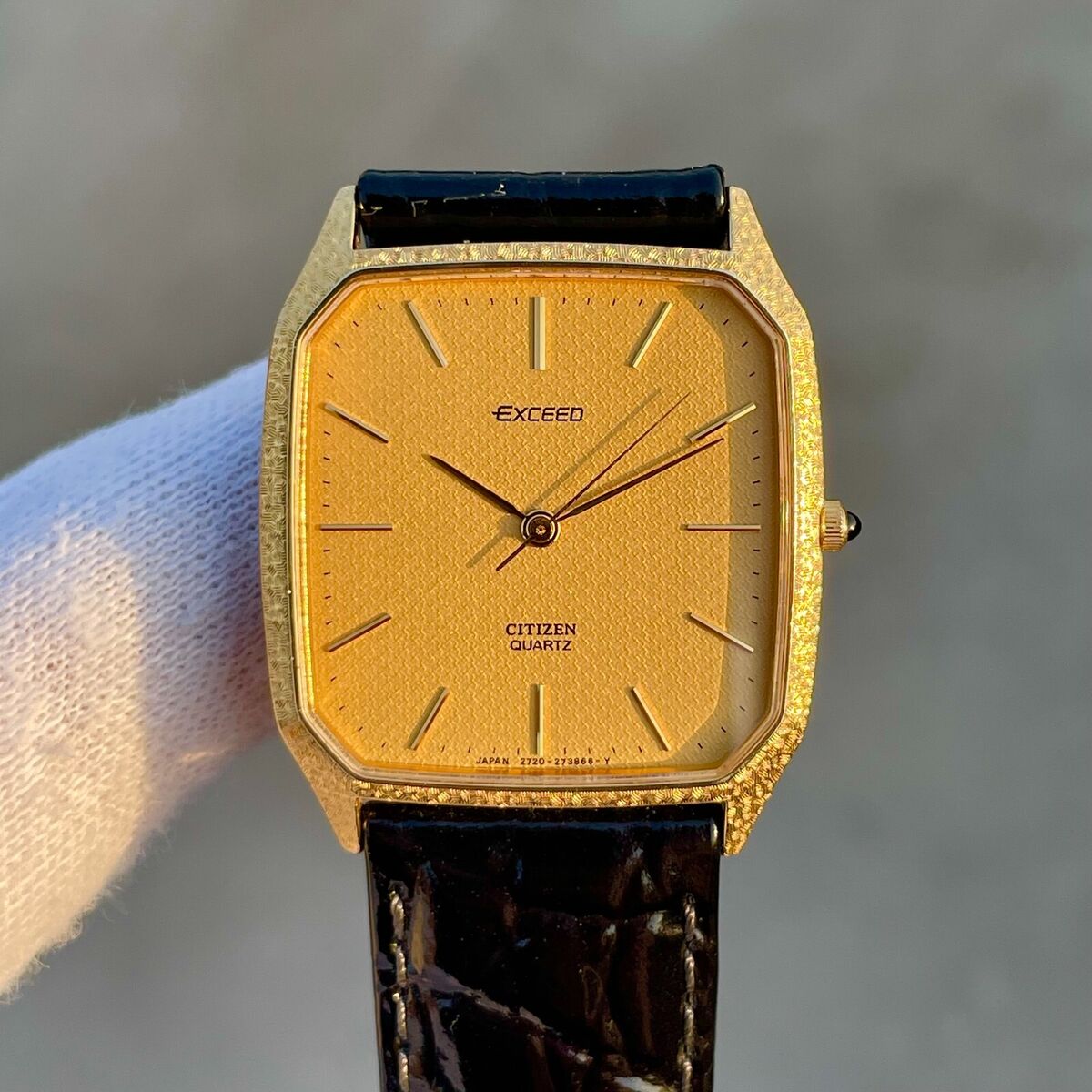 Vintage Citizen Tank Bark Finish Case Hammered Quartz Men's Vintage Citizen Tank Bark Finish Case Hammered Quartz Men's