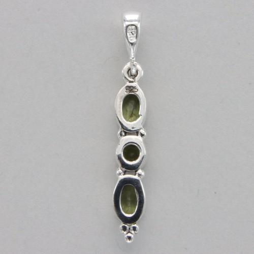 Triple Green PERIDOT Pendant Genuine Natural Gemstone 925 STERLING SILVER #25e - Picture 3 of 9