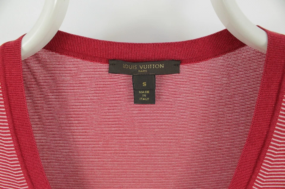 Camisetas sin mangas Louis Vuitton algodón seda rayas rojas con logotipo LV calce ajustado para hombre S 44 Foto 3 de 4