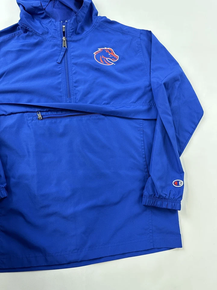 Chaqueta cortavientos Boise State Broncos jóvenes niños XL azul 1/4 cremallera campeón Foto 4 de 4