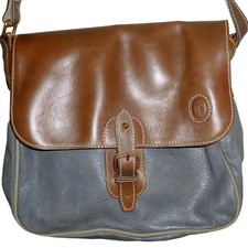 Borsa messenger Trussardi vintage pelle italiana tracolla grigio marrone bicolore