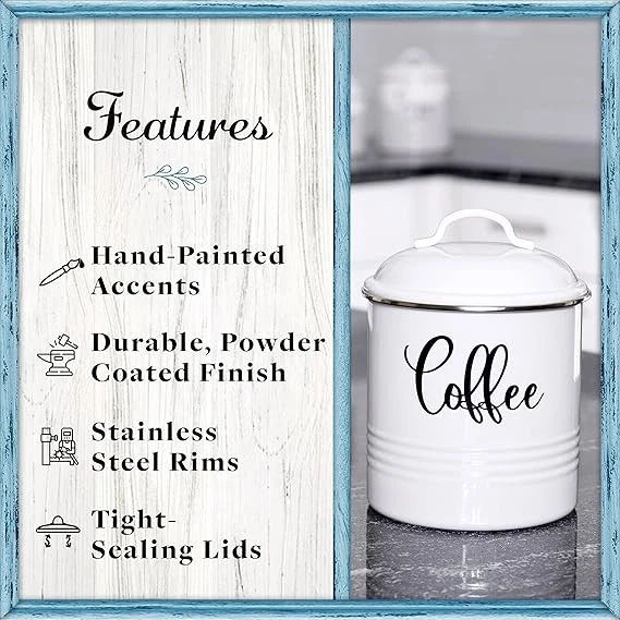 Recipientes rústicos vintage con tapas para alimentos – juego almacenamiento cocina Foto 2 de 4