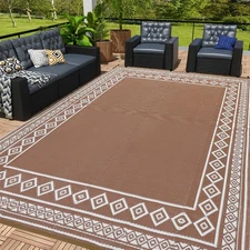 OPPODREAM Outdoor Rug 8x10 Patio Waterproof, Large Outdoor Plastic Straw Rug,...