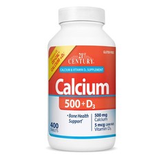 21st Century Calcium 500 mg + D3 Tablets - 400 Count | Bone Health Supplement