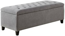 Sasha 50 1/4" Wide Gray Tufted Soft Fabric Storage Bench