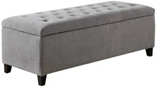 Sasha 50 1/4" Wide Gray Tufted Soft Fabric Storage Bench