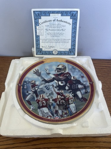 JERRY RICE 1997 BRADFORD EXCHANGE SAMMELTELLER "THE GAMES GREATEST" MIT COA - Bild 1 von 3