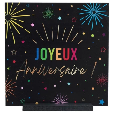 CENTRE DE TABLE BOIS ANNIVERSAIRE MULTI 20CM NOIR - Photo 1/2