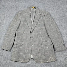 Brooks Brothers Blazer Mens 44 Black Gray Glen Plaid Wool Sport Coat Classic USA