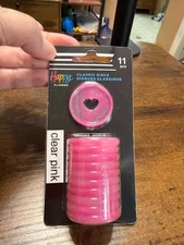 Happy Planner Disc 1.25" Medium Set 11 Disc Clear Pink Tie Dye, New.