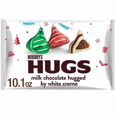 (2 pack) Hershey's Hugs milk chocolate and white Creme christmas candy, Bag 10.1