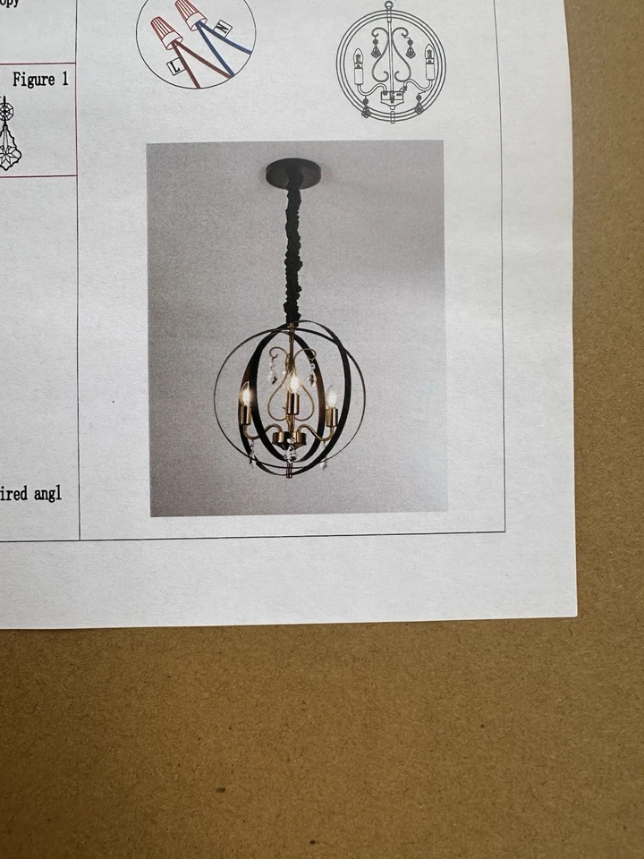 Lámpara de araña de bronce para decoradores del hogar diseño esférico Foto 3 de 4