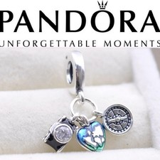 Charm Pandora World Traveler Camera Cuore e Bussola Triplo Pendente 792703C01