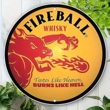 🔥🔥NEW!  Fireball Whisky  8"x 8" Metal Wall Sign Art 🔥🔥