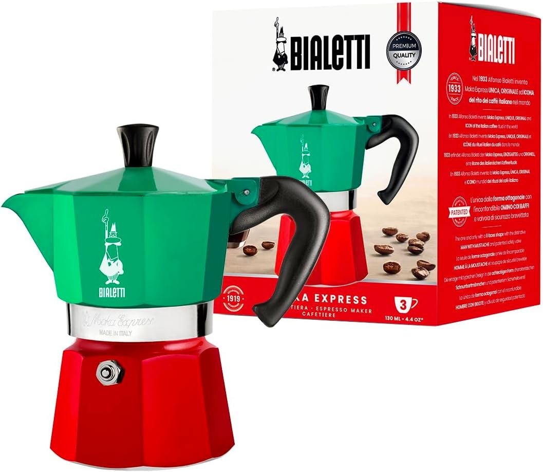 Regalo Ideale: Bialetti Moka Express Tricolore 3 Tazze - Made in Italy
