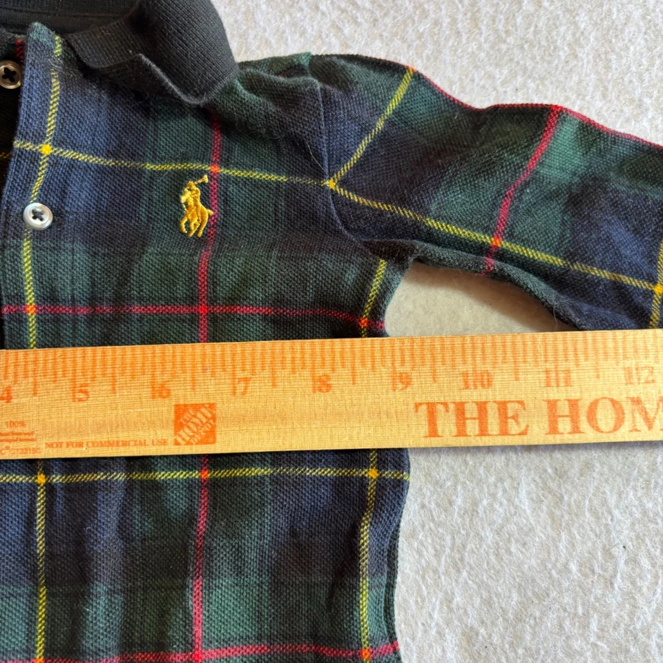 Ralph Lauren Baby Boys Plaid Polo One piece Romper Sleepwear 6M Green Red Yellow - Image 4 of 4