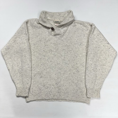 #ad Vtg Northern Reflections Wool Blend Mens Shawl Sweater M White Canada Outdoor $21.95