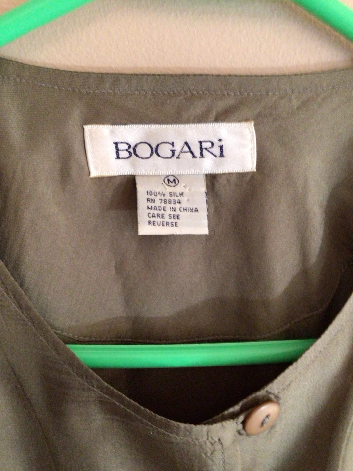 Chaleco mediano vintage 100 % seda verde mínima silenciosa túnica bogari de lujo Foto 4 de 4